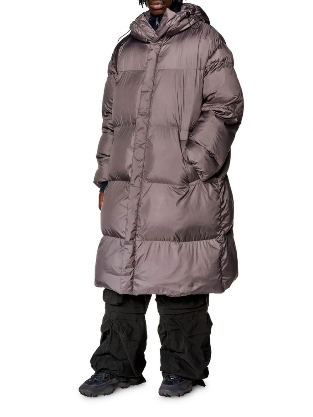 Diesel Oversized Hooded Puffer Coat - Mauve Taupe